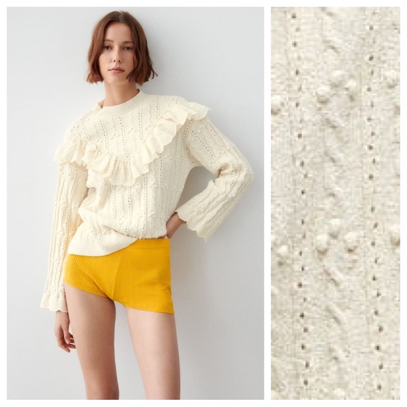 Zara Sweaters - Zara Cream Ruffled Sweater | like new